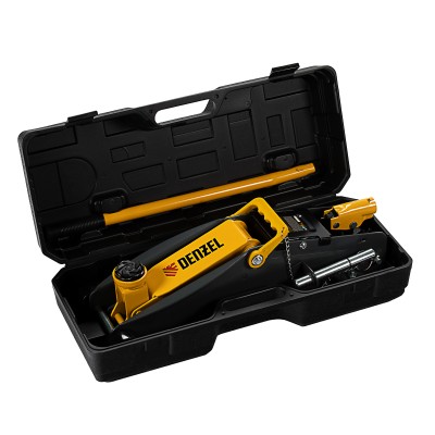 Домкрат гидравлический подкатной с фиксатором, 2,8 т, 135-385 мм, в кейсе Denzel Домкрат гидравлический подкатной с фиксатором, 2,8 т, 135-385 мм, в кейсе Denzel