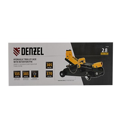 Домкрат гидравлический подкатной с фиксатором, 2,8 т, 135-385 мм, в кейсе Denzel Домкрат гидравлический подкатной с фиксатором, 2,8 т, 135-385 мм, в кейсе Denzel