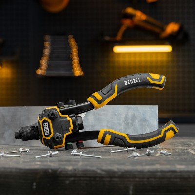 Заклепочник двуручный, заклепки 2,4-3,2-4,0-4,8-6,4 мм Denzel Заклепочник двуручный, заклепки 2,4-3,2-4,0-4,8-6,4 мм Denzel