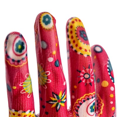 Перчатки садовые из полиэстера с нитрильным обливом, красные, S Palisad Перчатки садовые из полиэстера с нитрильным обливом, красные, S Palisad