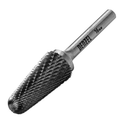 Борфреза по металлу твердосплавная, коническая закругленная, тип-L, 16 мм Denzel Борфреза по металлу твердосплавная, коническая закругленная, тип-L, 16 мм Denzel