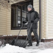 Движок для уборки снега пластиковый, 780 х 420 х 1140 мм, стальная рукоятка, Сибртех