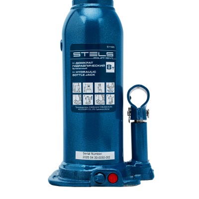 Домкрат гидравлический бутылочный, 8 т, h подъема 222-447 мм Stels Домкрат гидравлический бутылочный, 8 т, h подъема 222-447 мм Stels