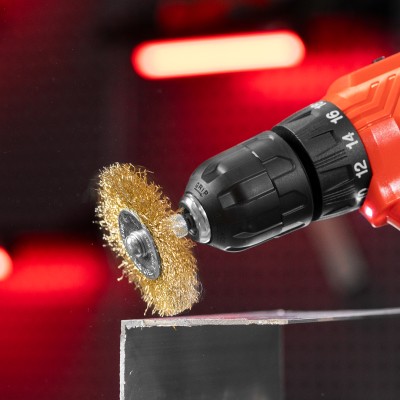 Набор щеток для дрели, 5 шт, 5 плоских 25-38-50-63-75 мм, со шпильками, металлические Matrix Набор щеток для дрели, 5 шт, 5 плоских 25-38-50-63-75 мм, со шпильками, металлические Matrix