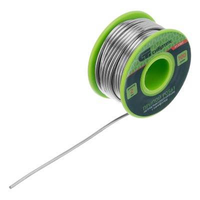 Припой с канифолью, D 2 мм, 100 г, POS61, на пластмассовой катушке Сибртех Припой с канифолью, D 2 мм, 100 г, POS61, на пластмассовой катушке Сибртех