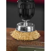 Щетка для дрели, 65 мм, "чашка" со шпилькой, латунированная витая проволока Matrix