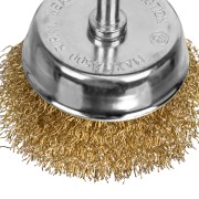 Щетка для дрели, 65 мм, "чашка" со шпилькой, латунированная витая проволока Matrix