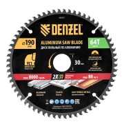 Пильный диск по алюминию ф190 х 30 мм, 64 зубьев Denzel