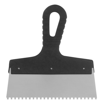 Шпатель из нержавеющей стали, 200 мм, зуб 4 х 4 мм, пластмассовая ручка Сибртех Шпатель из нержавеющей стали, 200 мм, зуб 4 х 4 мм, пластмассовая ручка Сибртех