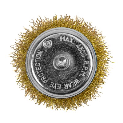 Щетка для дрели, 65 мм, "чашка" со шпилькой, латунированная витая проволока Matrix Щетка для дрели, 65 мм, "чашка" со шпилькой, латунированная витая проволока Matrix