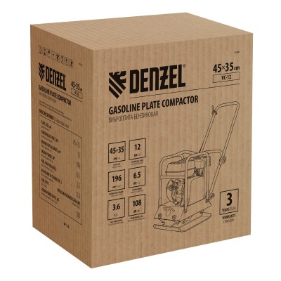 Виброплита бензиновая VC-12, 12 кН, 45*35 см, 196 см3 Denzel Виброплита бензиновая VC-12, 12 кН, 45*35 см, 196 см3 Denzel