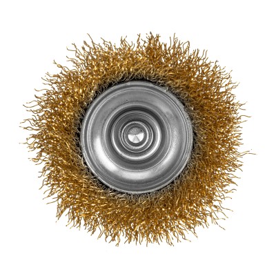 Щетка для дрели, 65 мм, "чашка" со шпилькой, латунированная витая проволока Matrix Щетка для дрели, 65 мм, "чашка" со шпилькой, латунированная витая проволока Matrix