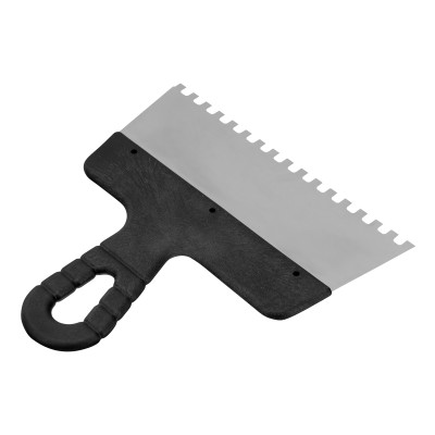 Шпатель из нержавеющей стали, 200 мм, зуб 6 х 6 мм, пластмассовая ручка Сибртех Шпатель из нержавеющей стали, 200 мм, зуб 6 х 6 мм, пластмассовая ручка Сибртех