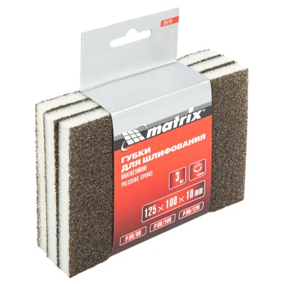 Губка для шлифования, 125 х 100 х 10 мм, мягкая, 3 шт, P 60/80, P 60/100, P 80/120 Matrix Губка для шлифования, 125 х 100 х 10 мм, мягкая, 3 шт, P 60/80, P 60/100, P 80/120 Matrix