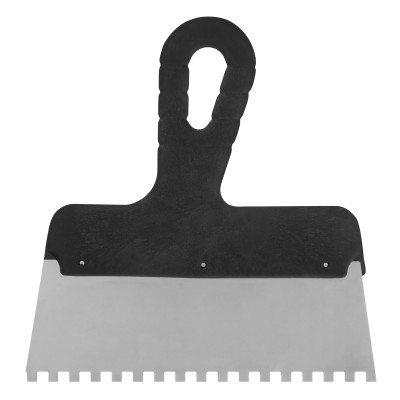 Шпатель из нержавеющей стали, 200 мм, зуб 6 х 6 мм, пластмассовая ручка Сибртех Шпатель из нержавеющей стали, 200 мм, зуб 6 х 6 мм, пластмассовая ручка Сибртех