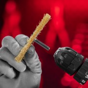 Щетка для дрели 100 мм, плоская со шпилькой, латунированная витая проволока Matrix