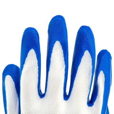 Перчатки полиэфирные с синим нитрильным покрытием, размер L, 15 класс вязки Сибртех Перчатки полиэфирные с синим нитрильным покрытием, размер L, 15 класс вязки Сибртех