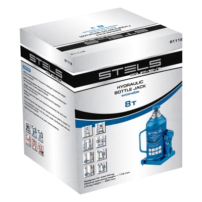 Домкрат гидравлический бутылочный телескопический, 8 т, H подъема 170-430 мм Stels Домкрат гидравлический бутылочный телескопический, 8 т, H подъема 170-430 мм Stels