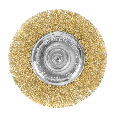 Щетка для дрели 100 мм, плоская со шпилькой, латунированная витая проволока Matrix Щетка для дрели 100 мм, плоская со шпилькой, латунированная витая проволока Matrix
