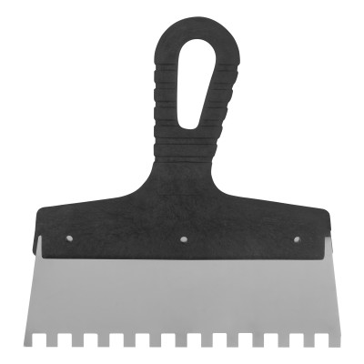 Шпатель из нержавеющей стали, 200 мм, зуб 8 х 8 мм, пластмассовая ручка Сибртех Шпатель из нержавеющей стали, 200 мм, зуб 8 х 8 мм, пластмассовая ручка Сибртех