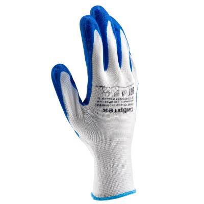 Перчатки полиэфирные с синим нитрильным покрытием, размер L, 15 класс вязки Сибртех Перчатки полиэфирные с синим нитрильным покрытием, размер L, 15 класс вязки Сибртех