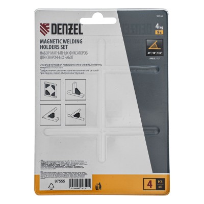 Набор из 4 магнитных фиксаторов для сварочных работ Denzel Набор из 4 магнитных фиксаторов для сварочных работ Denzel
