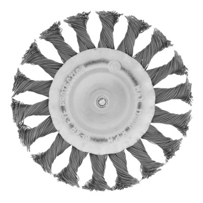 Щетка для дрели, 100 мм, плоская со шпилькой, крученая металлическая проволока Matrix Щетка для дрели, 100 мм, плоская со шпилькой, крученая металлическая проволока Matrix