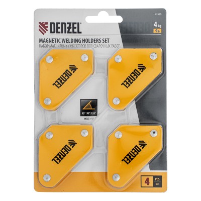 Набор из 4 магнитных фиксаторов для сварочных работ Denzel Набор из 4 магнитных фиксаторов для сварочных работ Denzel