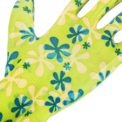 Перчатки садовые из полиэстера с нитрильным обливом, зеленые, L Palisad Перчатки садовые из полиэстера с нитрильным обливом, зеленые, L Palisad