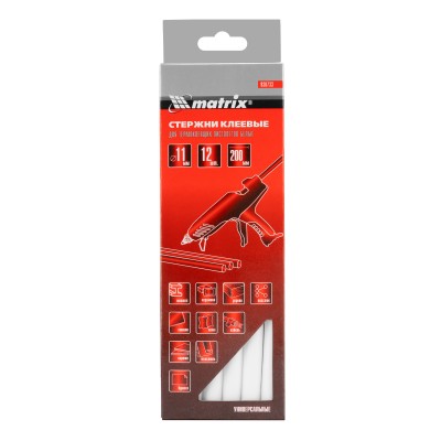 Стержни клеевые, белый, 11 х 200 мм, в упаковке 12 шт Matrix Стержни клеевые, белый, 11 х 200 мм, в упаковке 12 шт Matrix