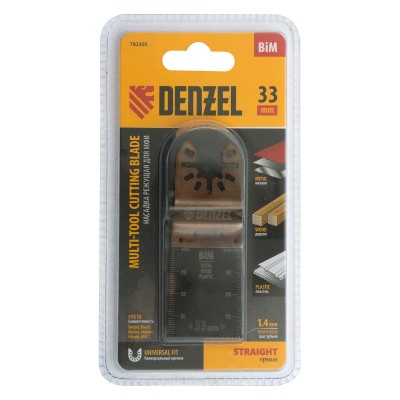Насадка для МФИ режущая пазовая прямая, BiM, по металлу и дереву, 33 x 1.4 мм, мелкий зуб Denzel Насадка для МФИ режущая пазовая прямая, BiM, по металлу и дереву, 33 x 1.4 мм, мелкий зуб Denzel
