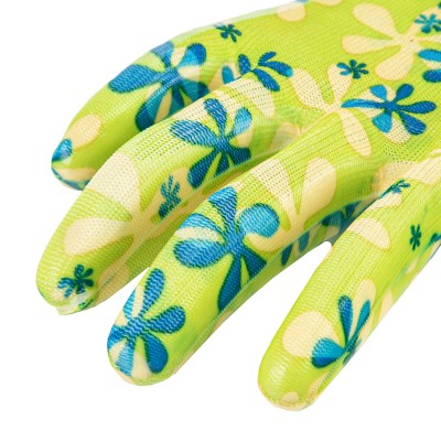 Перчатки садовые из полиэстера с нитрильным обливом, зеленые, L Palisad Перчатки садовые из полиэстера с нитрильным обливом, зеленые, L Palisad