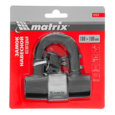 Замок навесной всепогодный 100 х 100 мм Matrix Замок навесной всепогодный 100 х 100 мм Matrix