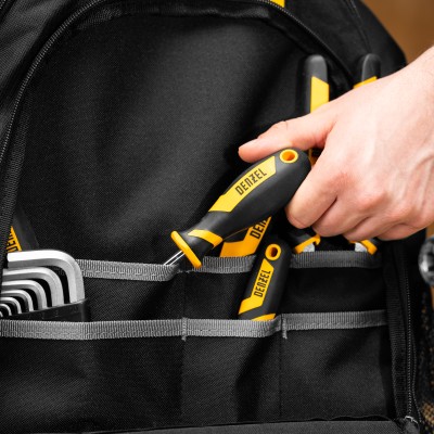 Рюкзак для инструмента, 365х190х430 мм, 3 отделения, 26 карманов Denzel Рюкзак для инструмента, 365х190х430 мм, 3 отделения, 26 карманов Denzel