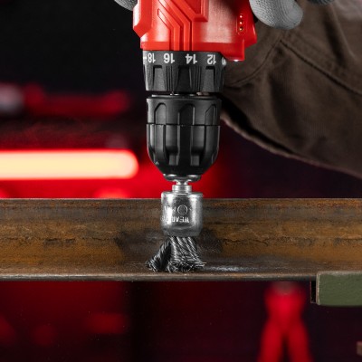 Щетка для дрели, 25 мм, "чашка" со шпилькой, крученая металлическая проволока Matrix Щетка для дрели, 25 мм, "чашка" со шпилькой, крученая металлическая проволока Matrix