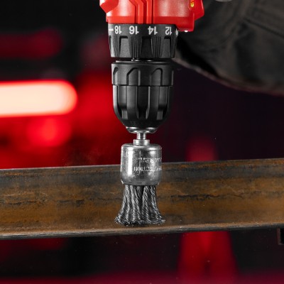 Щетка для дрели, 30 мм, "чашка" со шпилькой, крученая металлическая проволока Matrix Щетка для дрели, 30 мм, "чашка" со шпилькой, крученая металлическая проволока Matrix