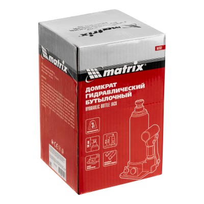 Домкрат гидравлический бутылочный, 3 т, h подъема 178-343 мм Matrix Домкрат гидравлический бутылочный, 3 т, h подъема 178-343 мм Matrix