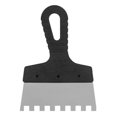 Шпатель из нержавеющей стали, 150 мм, зуб 10 х 10 мм, пластмассовая ручка Сибртех Шпатель из нержавеющей стали, 150 мм, зуб 10 х 10 мм, пластмассовая ручка Сибртех