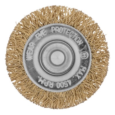 Щетка для дрели, 40 мм, плоская со шпилькой, латунированная витая проволока Matrix Щетка для дрели, 40 мм, плоская со шпилькой, латунированная витая проволока Matrix