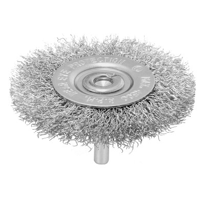 Щетка для дрели, 60 мм, плоская со шпилькой, витая проволока Сибртех Щетка для дрели, 60 мм, плоская со шпилькой, витая проволока Сибртех