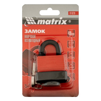 Замок навесной всепогодный, 40 мм Matrix Замок навесной всепогодный, 40 мм Matrix