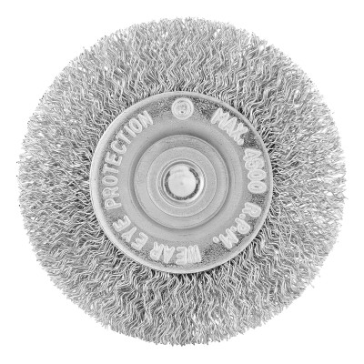 Щетка для дрели, 60 мм, плоская со шпилькой, витая проволока Сибртех Щетка для дрели, 60 мм, плоская со шпилькой, витая проволока Сибртех
