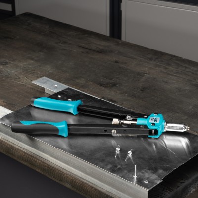 Заклепочник двуручный 420 мм, двухкомпонентные рукоятки, для заклепок 2.4-3.2-4.0-4.8 Gross Заклепочник двуручный 420 мм, двухкомпонентные рукоятки, для заклепок 2.4-3.2-4.0-4.8 Gross