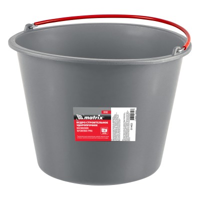 Ведро строительное пластмассовое 16 л, ударопрочное, обрезиненная ручка Matrix Ведро строительное пластмассовое 16 л, ударопрочное, обрезиненная ручка Matrix