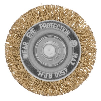 Щетка для дрели, 40 мм, плоская со шпилькой, латунированная витая проволока Matrix Щетка для дрели, 40 мм, плоская со шпилькой, латунированная витая проволока Matrix