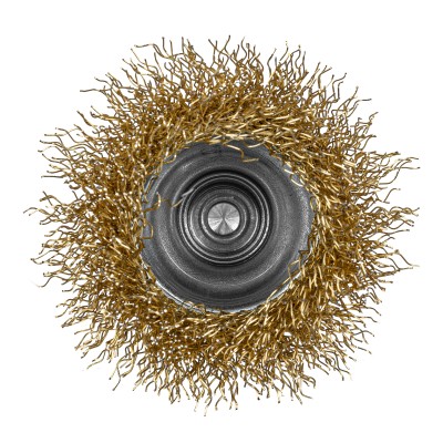 Щетка для дрели, 50 мм, "чашка" со шпилькой, латунированная витая проволока Matrix Щетка для дрели, 50 мм, "чашка" со шпилькой, латунированная витая проволока Matrix