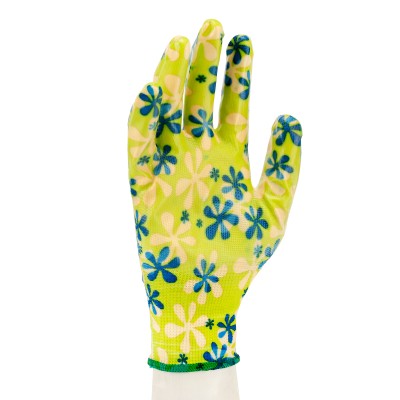 Перчатки садовые из полиэстера с нитрильным обливом, зеленые, S Palisad Перчатки садовые из полиэстера с нитрильным обливом, зеленые, S Palisad
