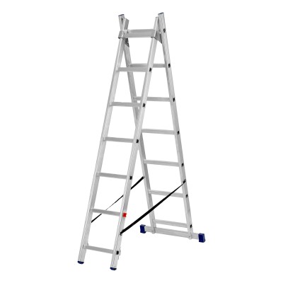 Лестница, 2 х 7 ступеней, алюминиевая, двухсекционная, Сибртех Лестница, 2 х 7 ступеней, алюминиевая, двухсекционная, Сибртех
