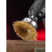 Щетка для дрели, 50 мм, "чашка" со шпилькой, латунированная витая проволока Matrix