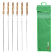 Набор шампуров угловых, 650 мм, с деревянной рукояткой, в чехле, 6 шт., Camping// Palisad